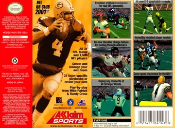 NFL QB Club 2001 (USA) box cover back